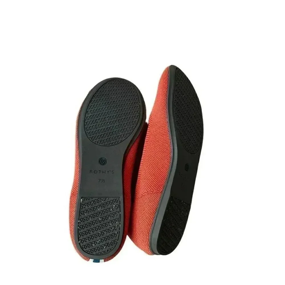 Rothy's Persimmon Marina Stripe Retired Women’s Round Toe Flats SZ 7.5